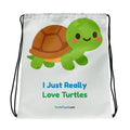 I Just Really Love Turtles Drawstring Bag – mockup