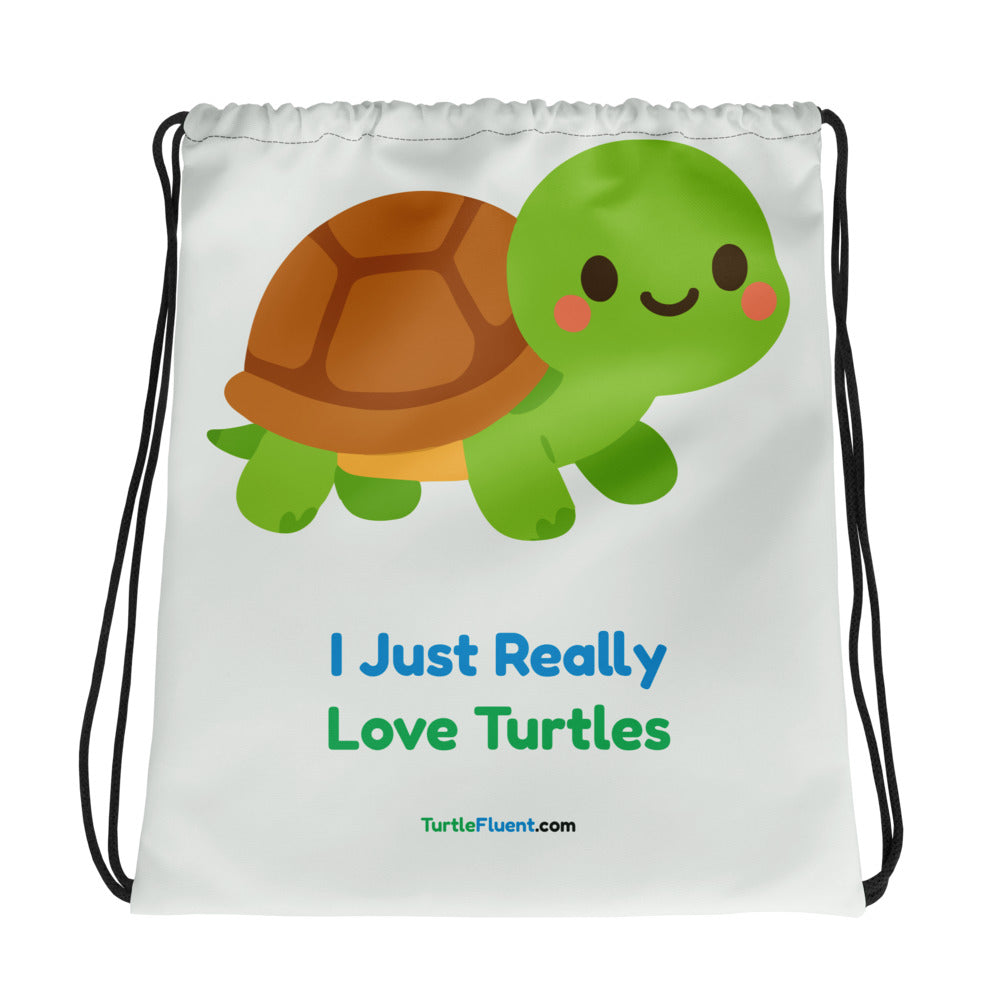 I Just Really Love Turtles Drawstring Bag – mockup