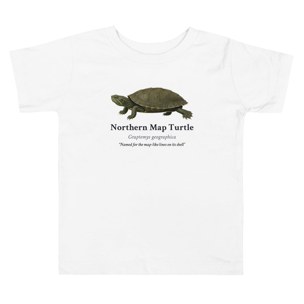 Northern Map Turtle Toddler Tee – White – front