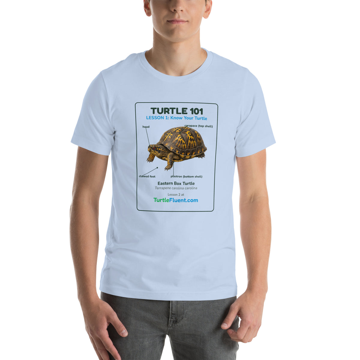 Turtle 101 Tee – Baby Blue – front