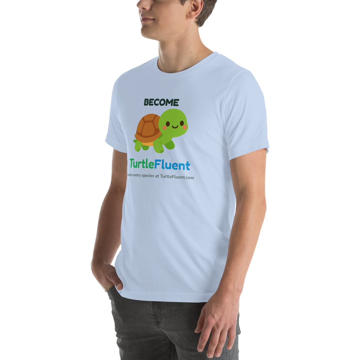 Become TurtleFluent Tee – Baby Blue – left front