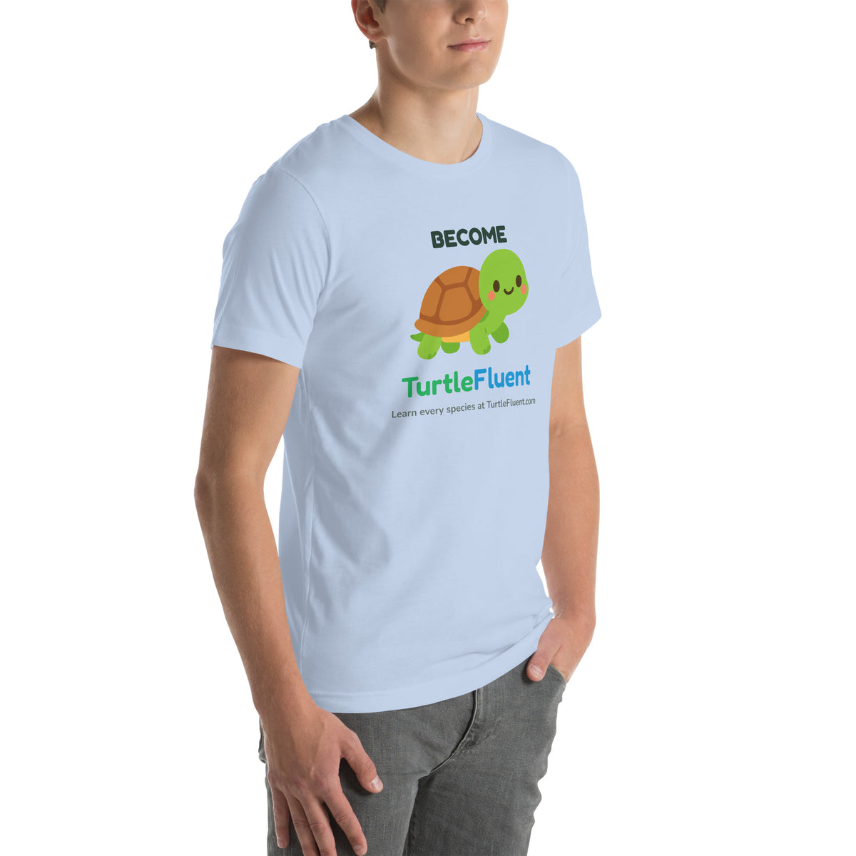 Become TurtleFluent Tee – Baby Blue – right front
