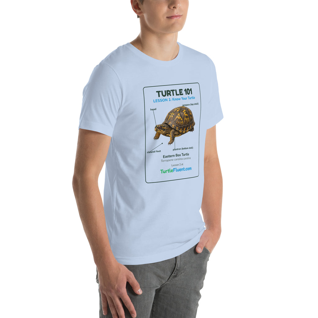 Turtle 101 Tee – Baby Blue – right front