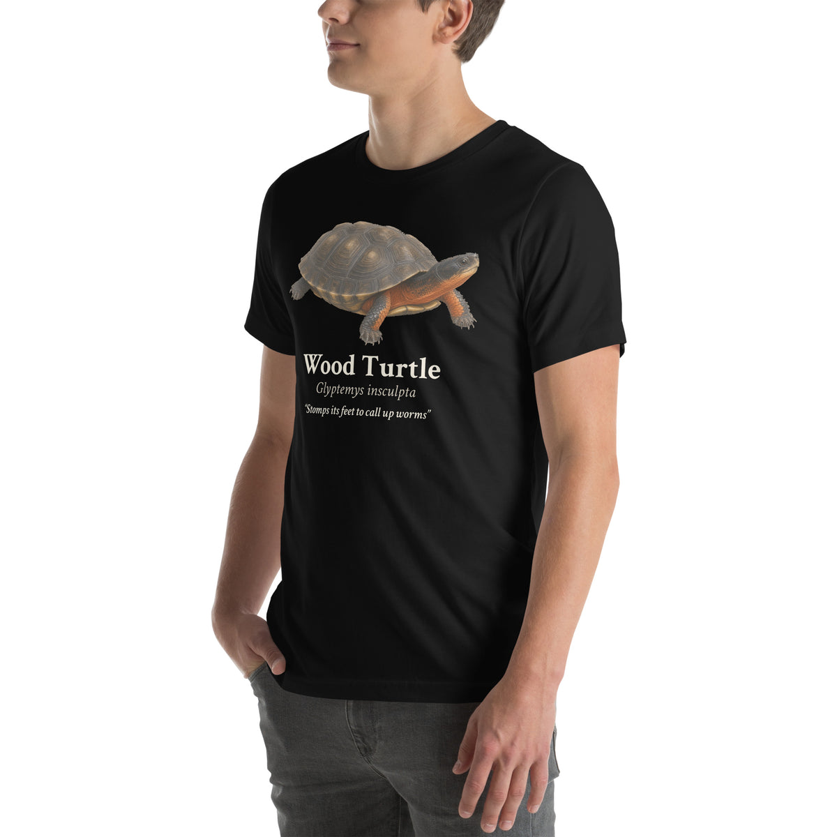 Wood Turtle Tee – Black – left front