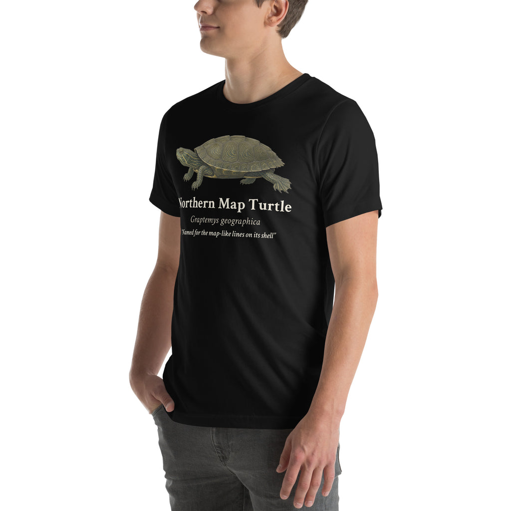 Northern Map Turtle Tee – Black – left front
