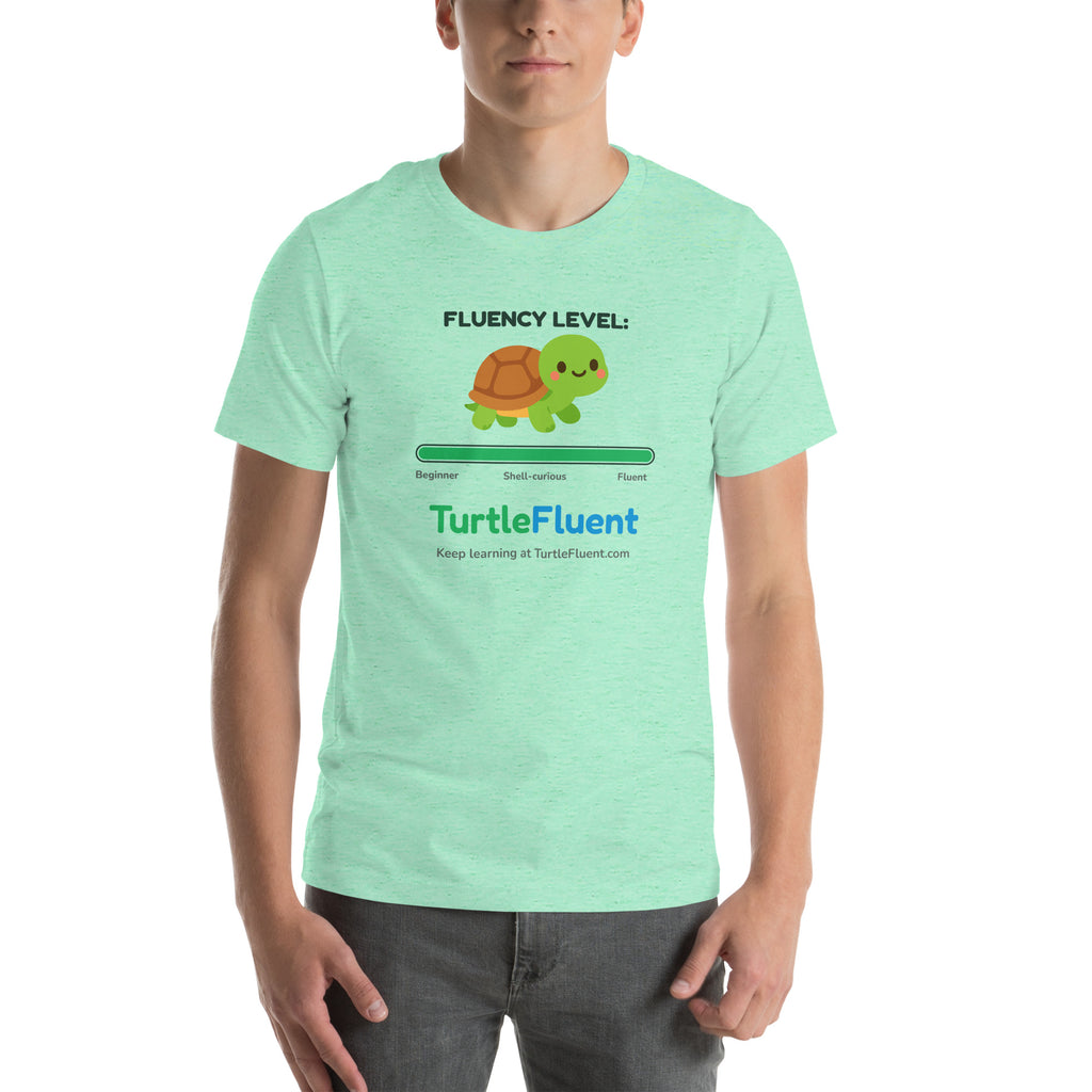 Fluency Level Tee – Heather Mint – front