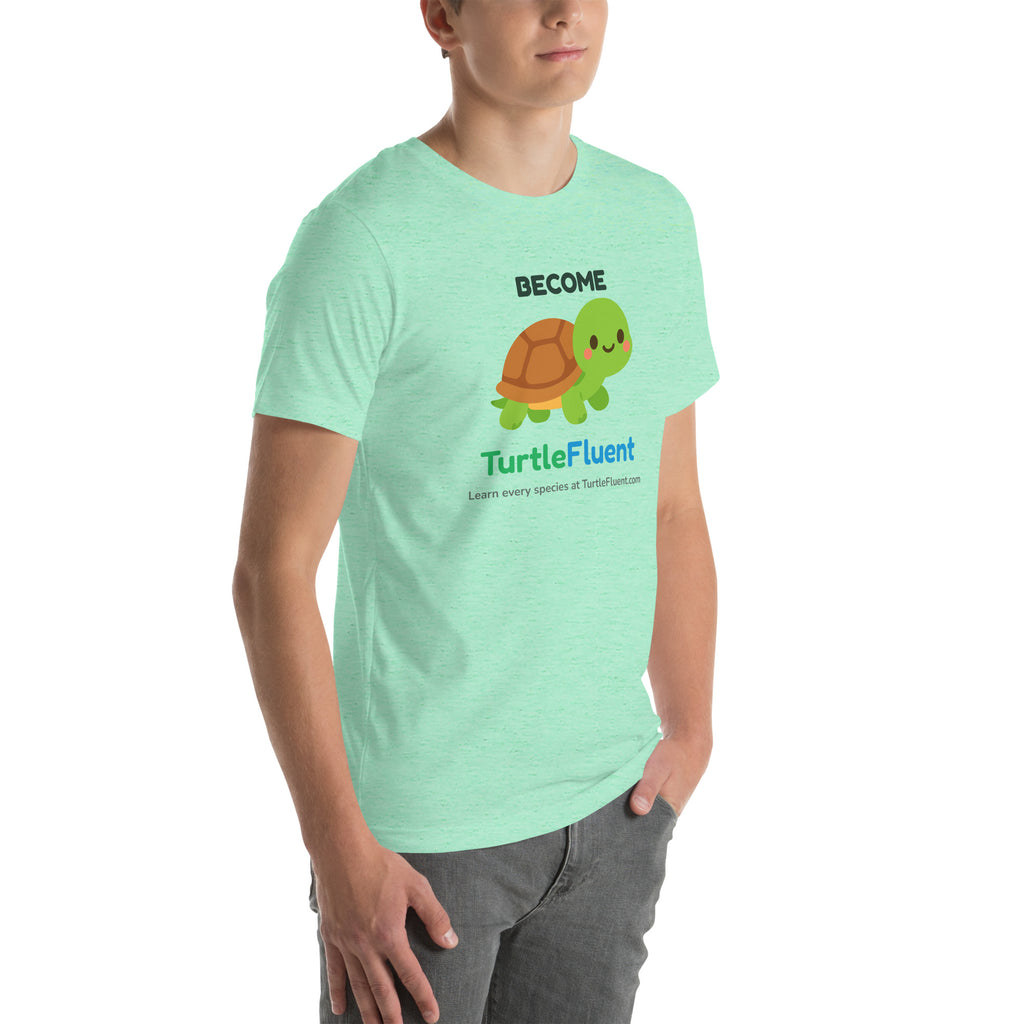 Become TurtleFluent Tee – Heather Mint – right front