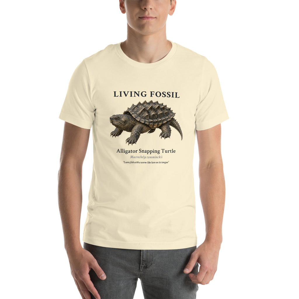 Alligator Snapping Turtle Living Fossil Tee – Natural – front