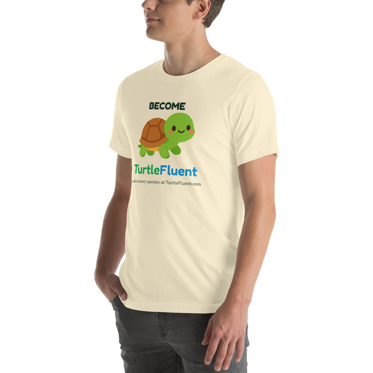 Become TurtleFluent Tee – Natural – left front