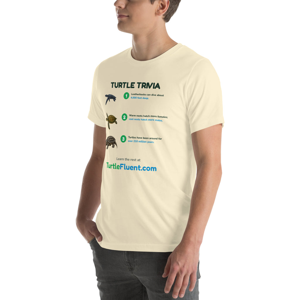 Turtle Trivia Tee – Natural – left front