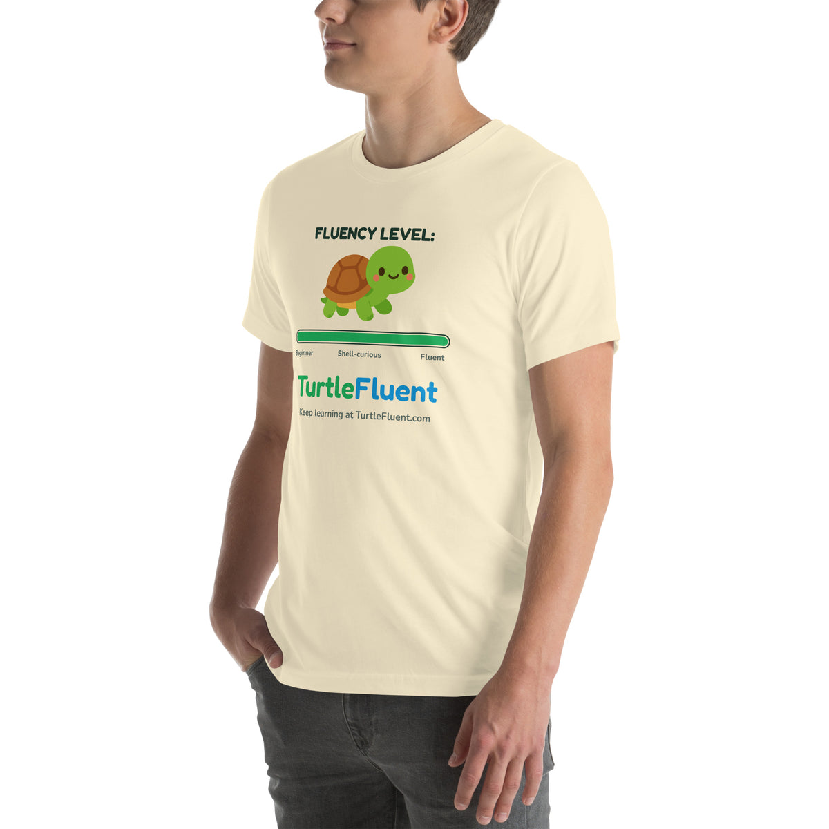 Fluency Level Tee – Natural – left front