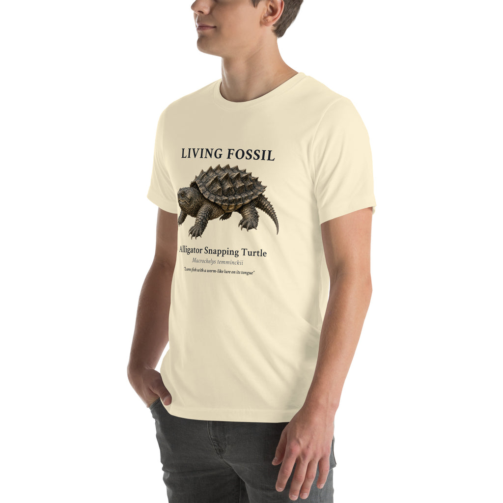 Alligator Snapping Turtle Living Fossil Tee – Natural – left front