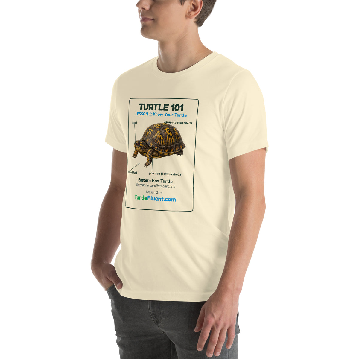 Turtle 101 Tee – Natural – left front