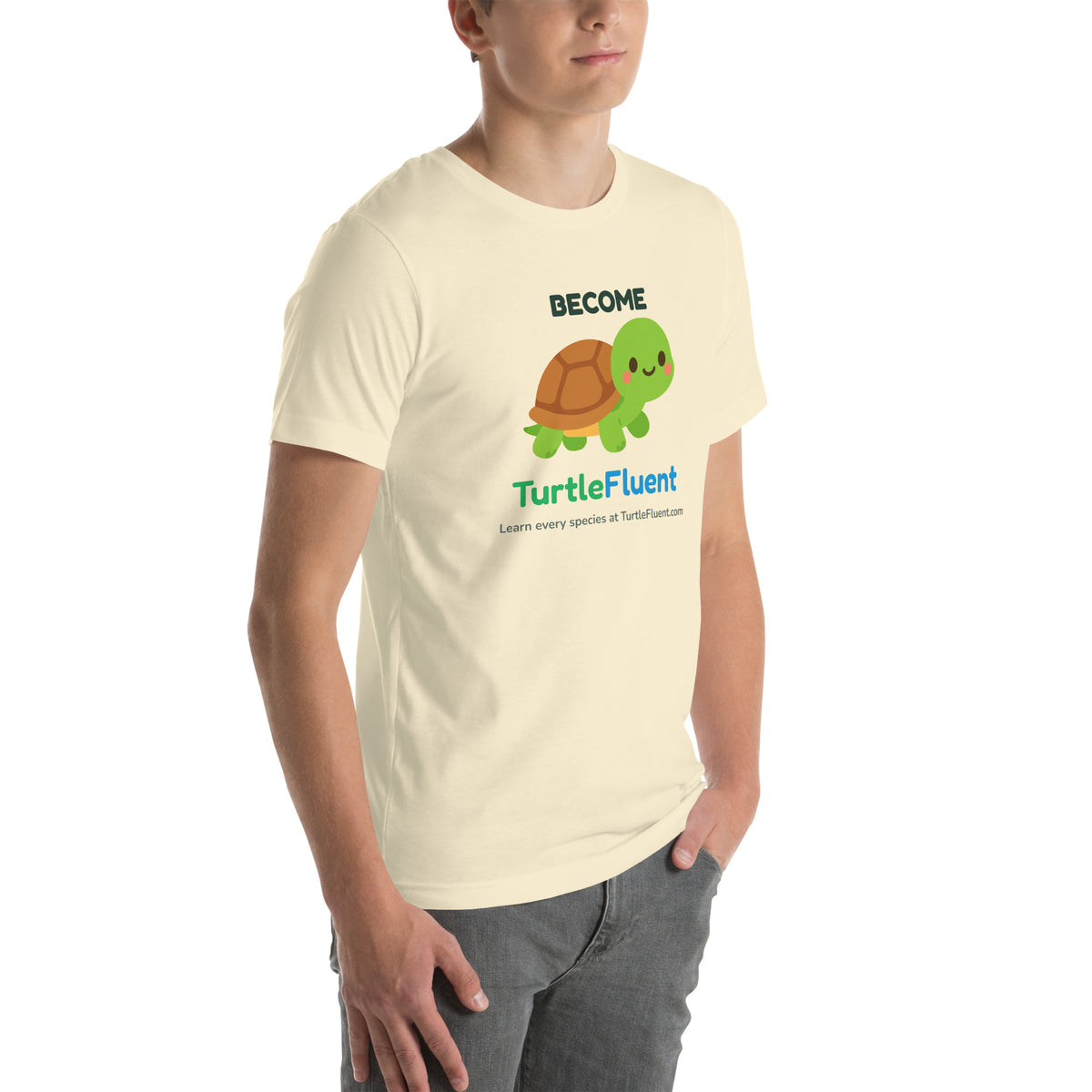 Become TurtleFluent Tee – Natural – right front