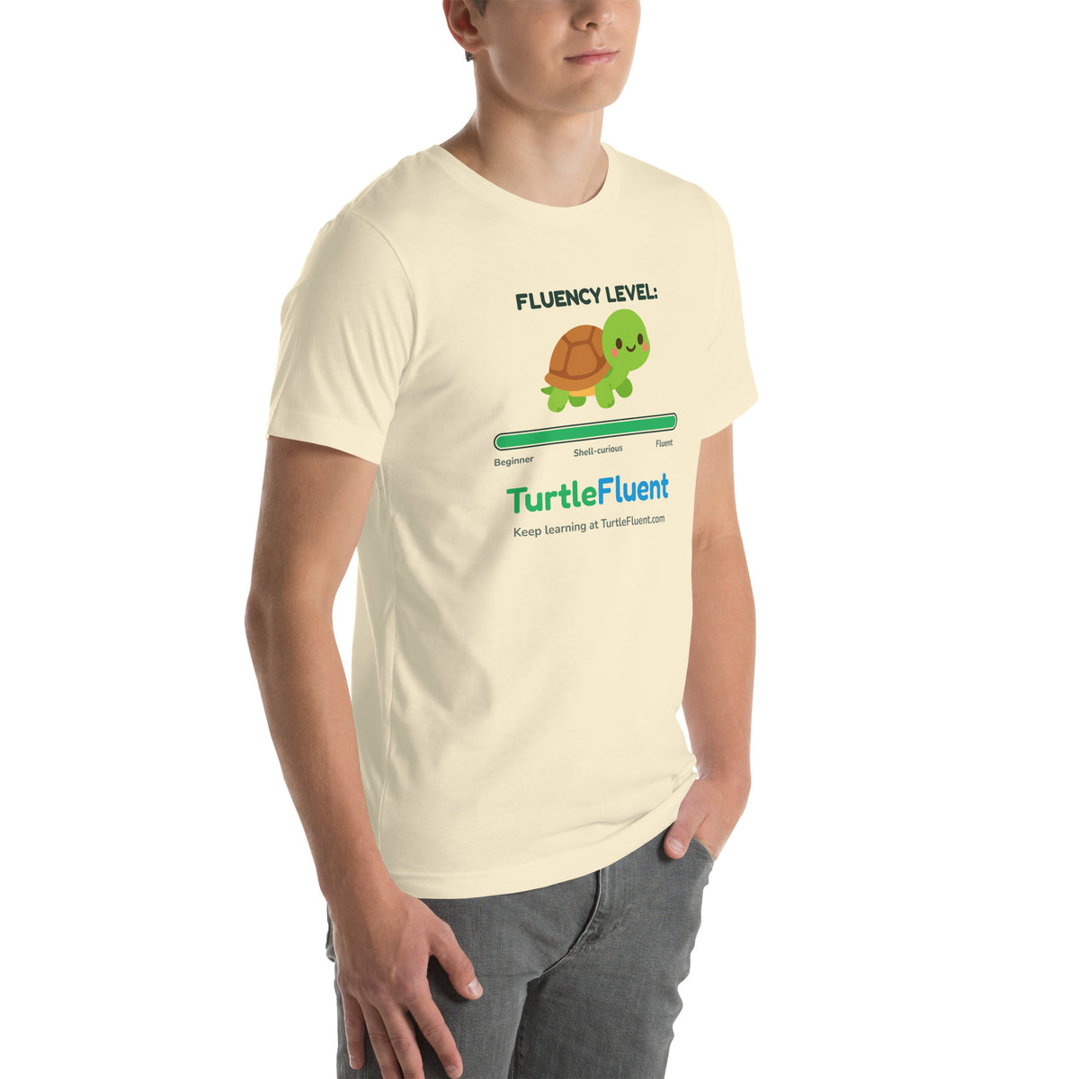Fluency Level Tee – Natural – right front