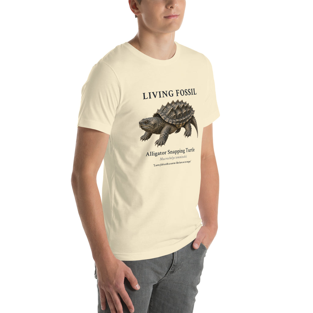 Alligator Snapping Turtle Living Fossil Tee – Natural – right front