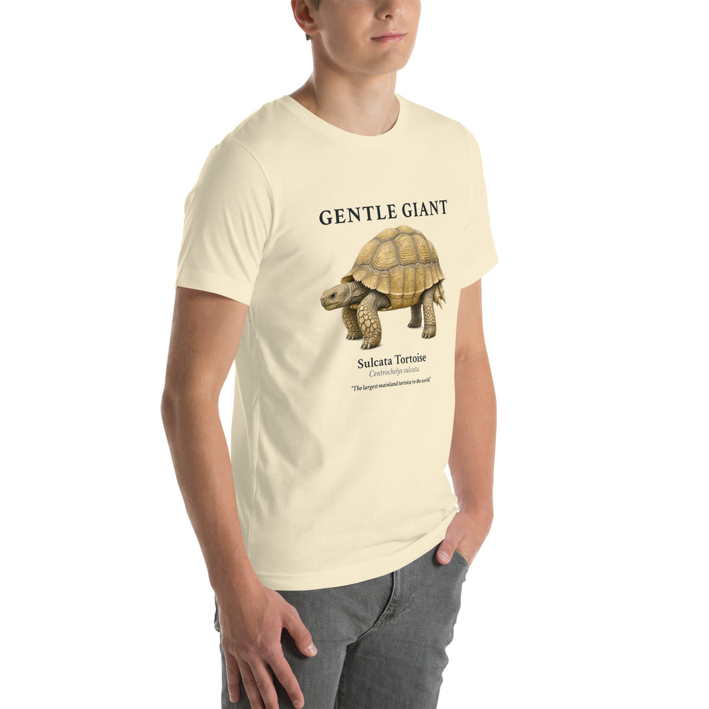 Sulcata Tortoise Gentle Giant Tee – Natural – right front
