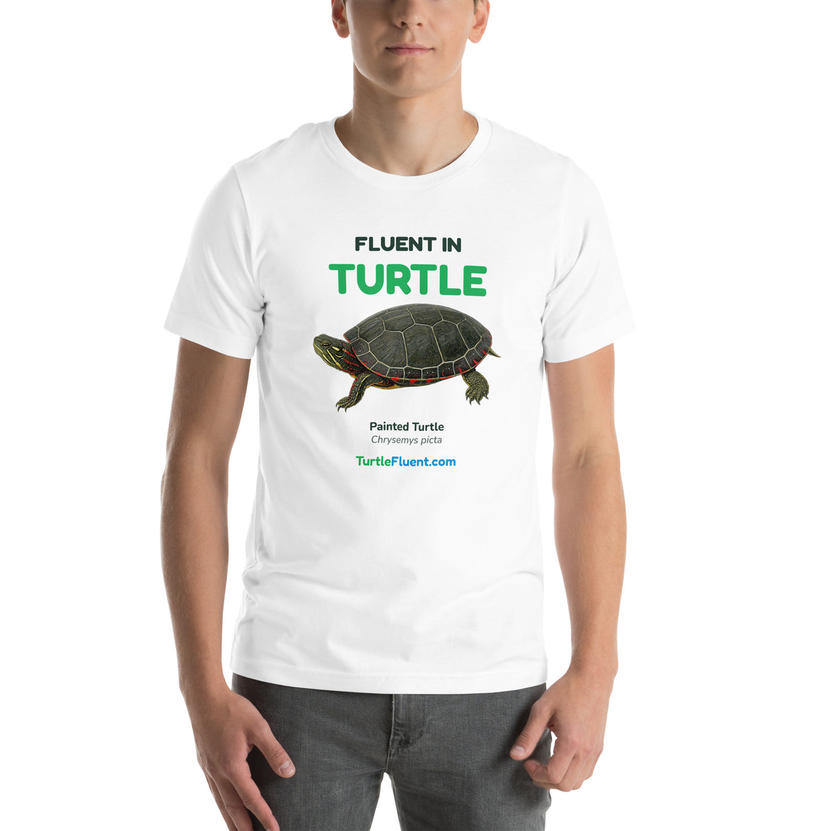 Fluent in Turtle Tee – White – front