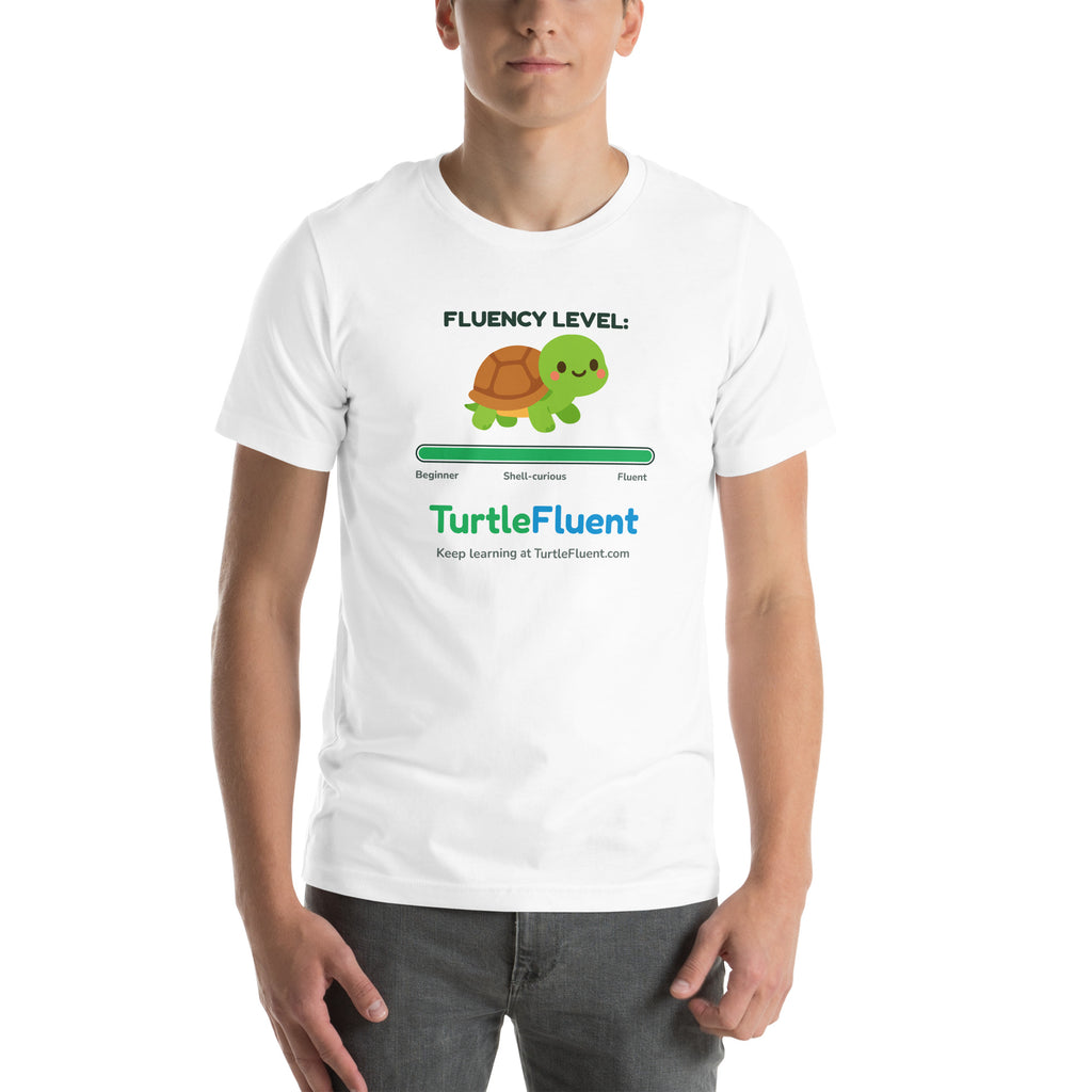 Fluency Level Tee – White – front