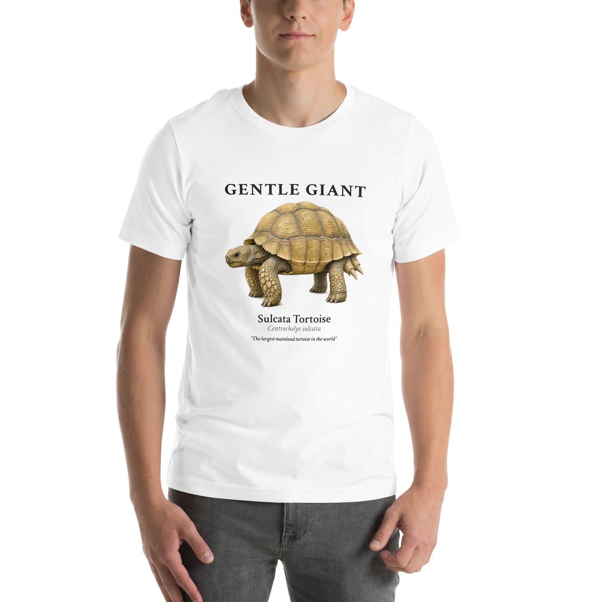 Sulcata Tortoise Gentle Giant Tee – White – front
