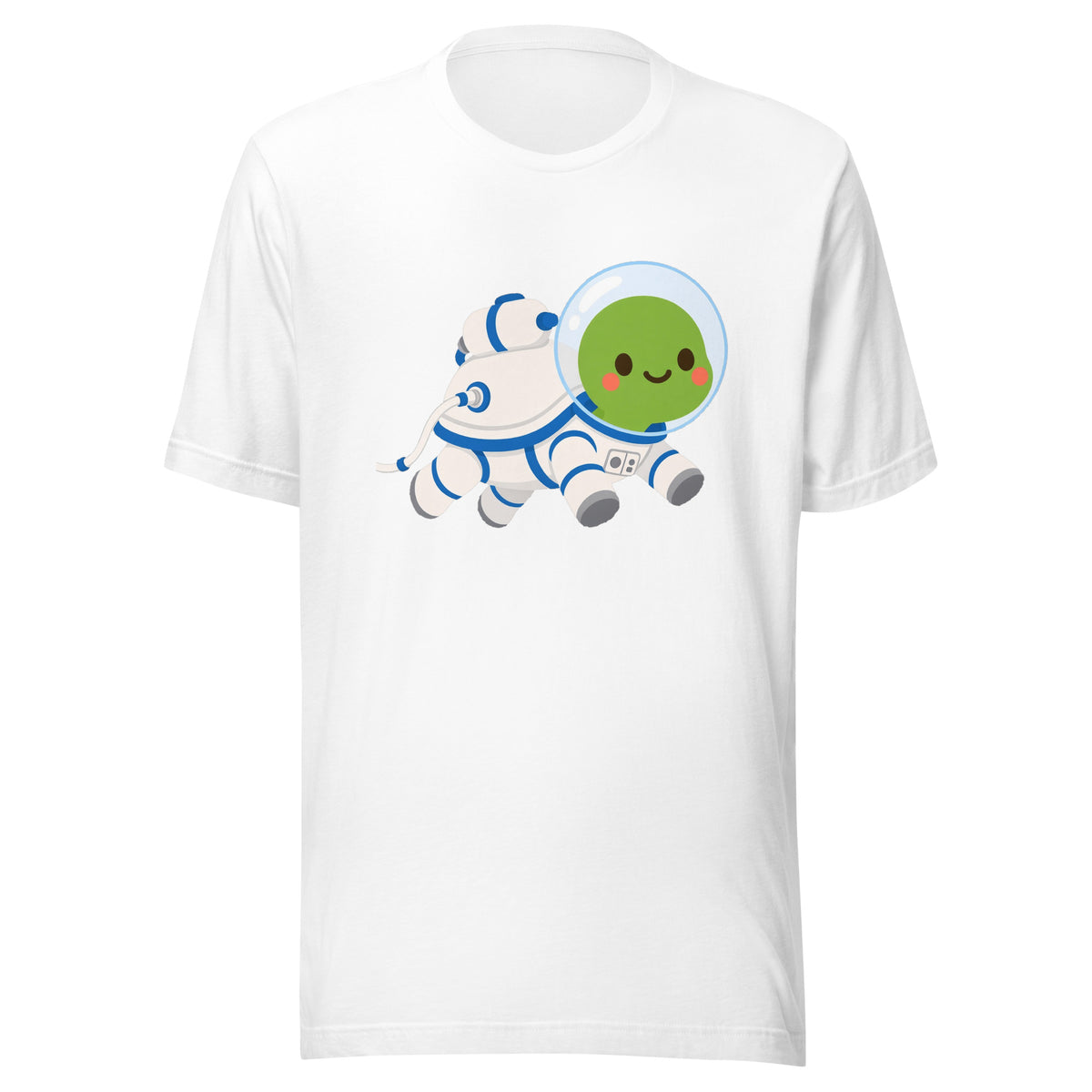 Astronaut Bubbles Tee – Blue Suit – White – front
