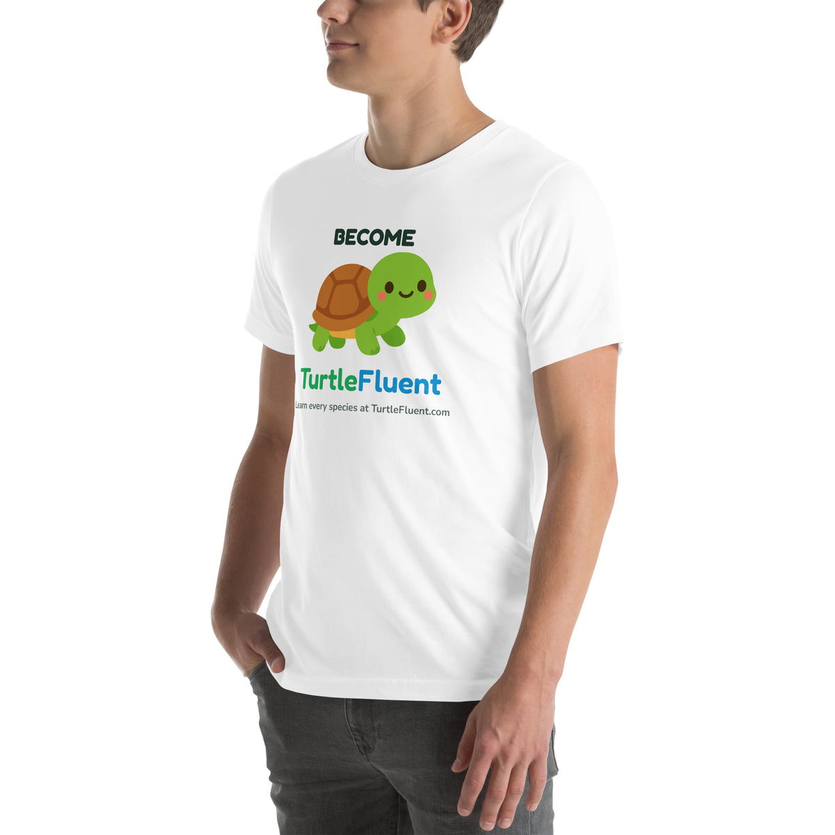 Become TurtleFluent Tee – White – left front