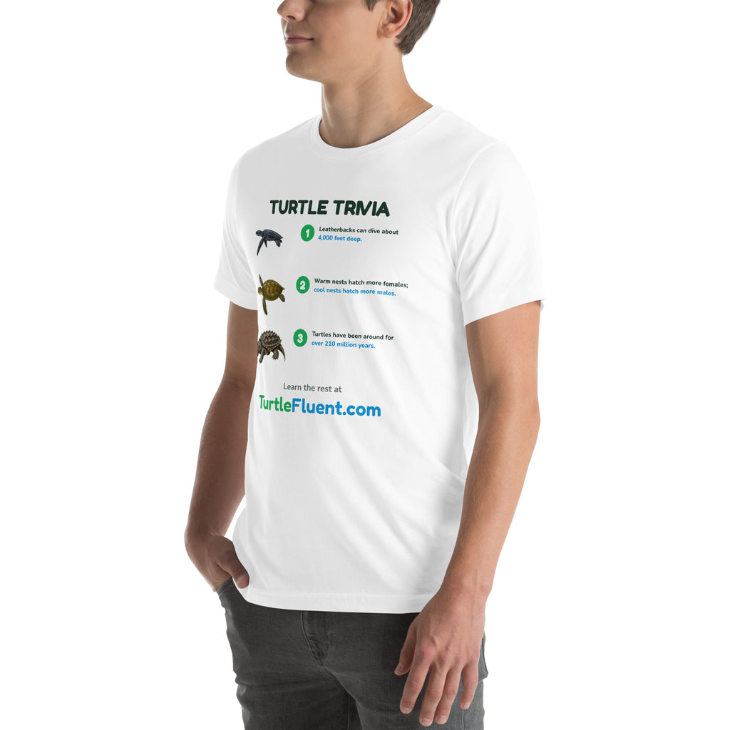 Turtle Trivia Tee – White – left front