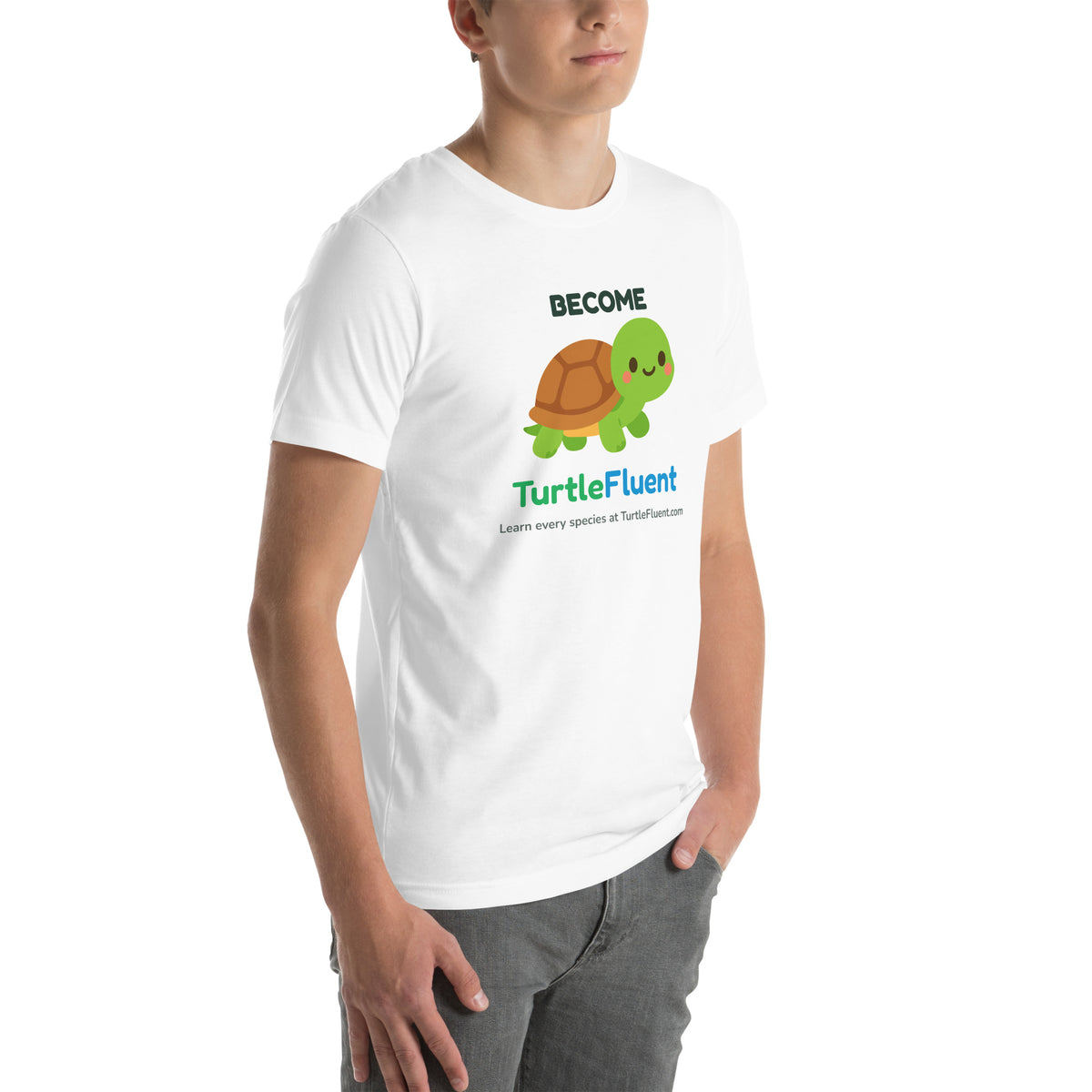 Become TurtleFluent Tee – White – right front