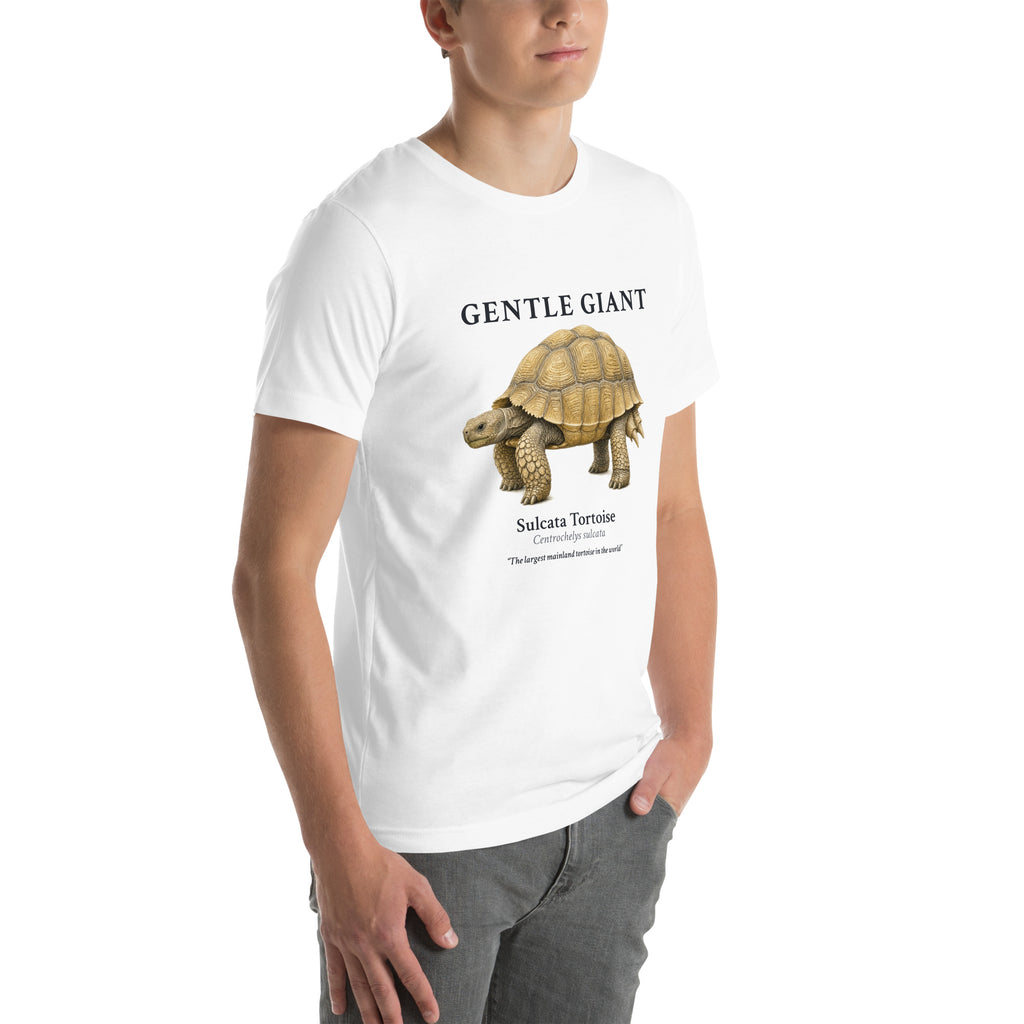 Sulcata Tortoise Gentle Giant Tee – White – right front