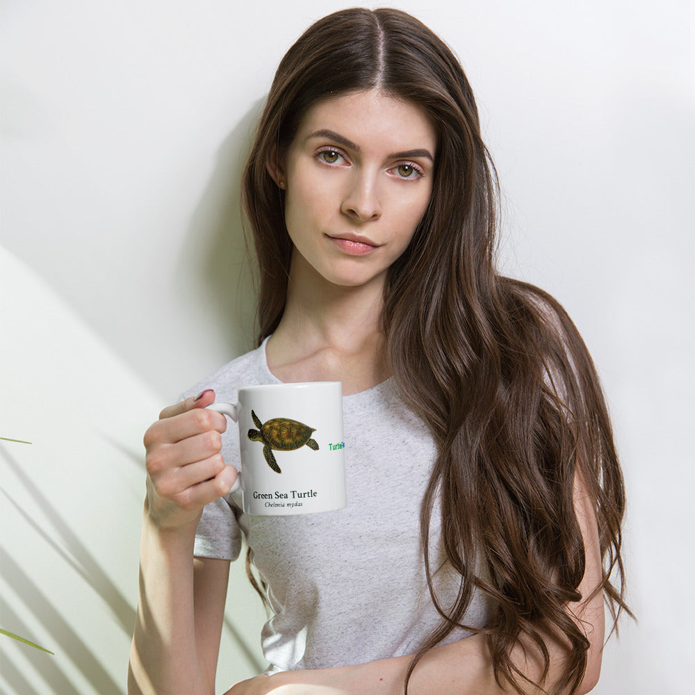 Green Sea Turtle Mug – 11 oz – in use