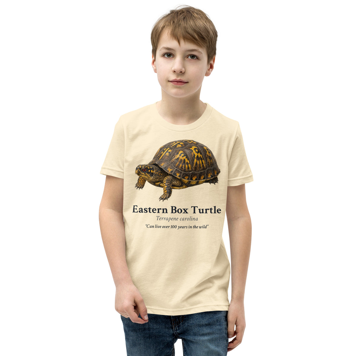 Eastern Box Turtle Kids Tee – Natural – front