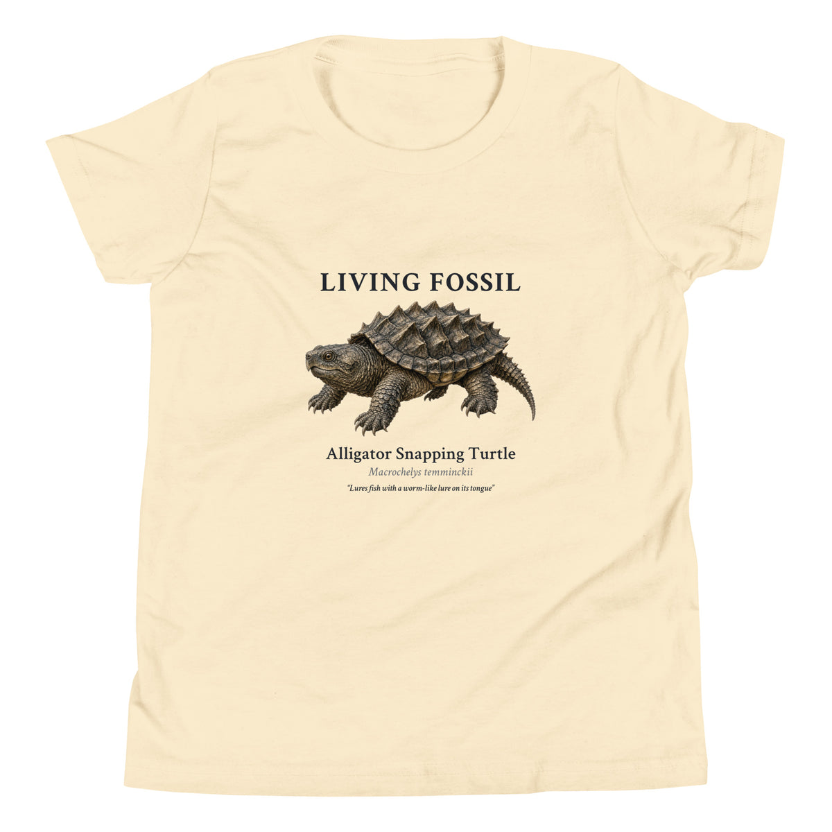 Alligator Snapping Turtle Kids Tee – Natural – front
