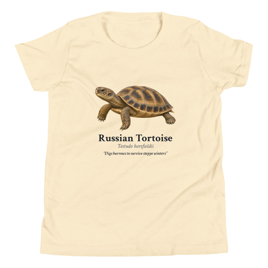 Russian Tortoise Kids Tee – Natural – front