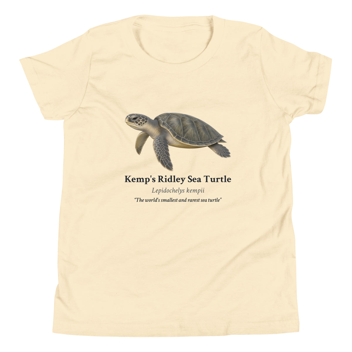 Kemp's Ridley Sea Turtle Kids Tee – Natural – front