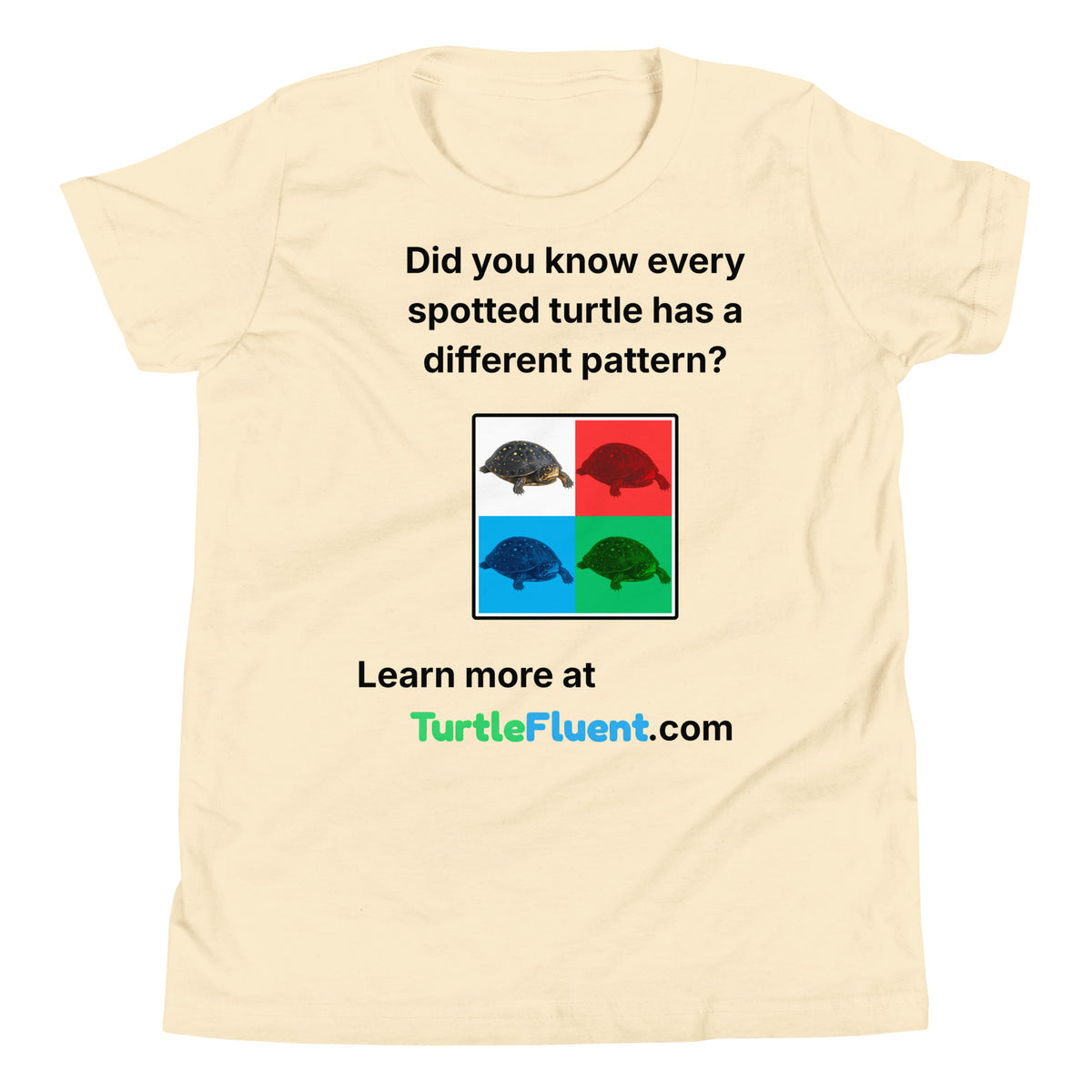 Spotted Turtle Pattern Kids Tee – Natural – front