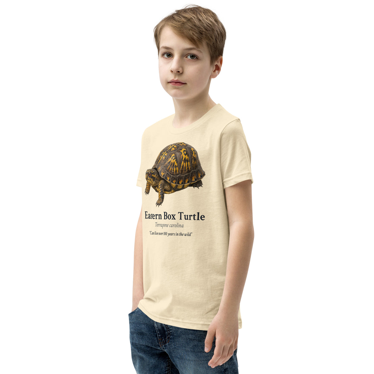 Eastern Box Turtle Kids Tee – Natural – left front