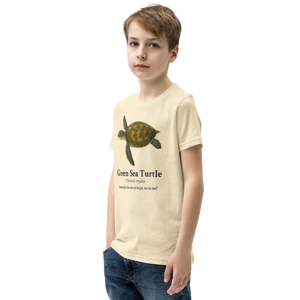 Green Sea Turtle Kids Tee – Natural – left front