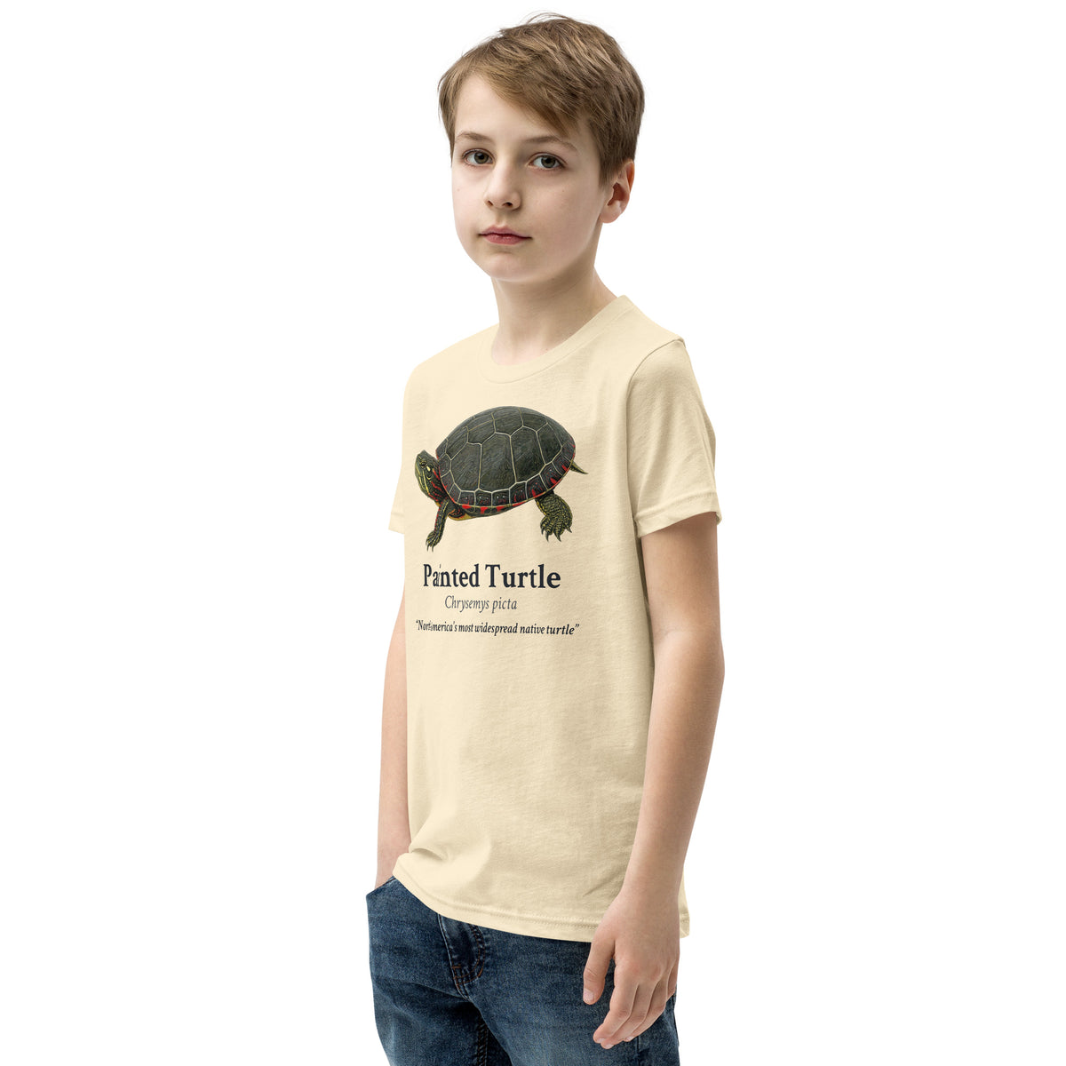 Painted Turtle Kids Tee – Natural – left front