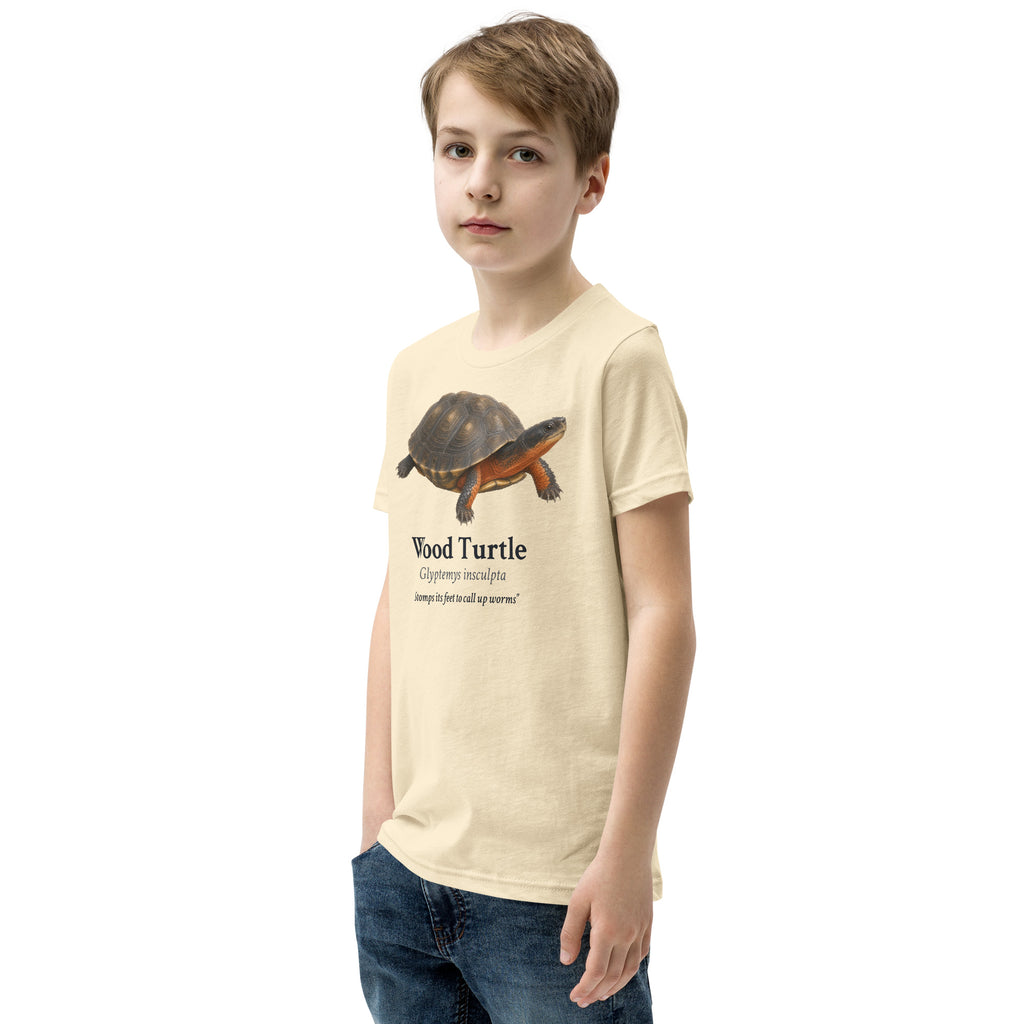 Wood Turtle Kids Tee – Natural – left front