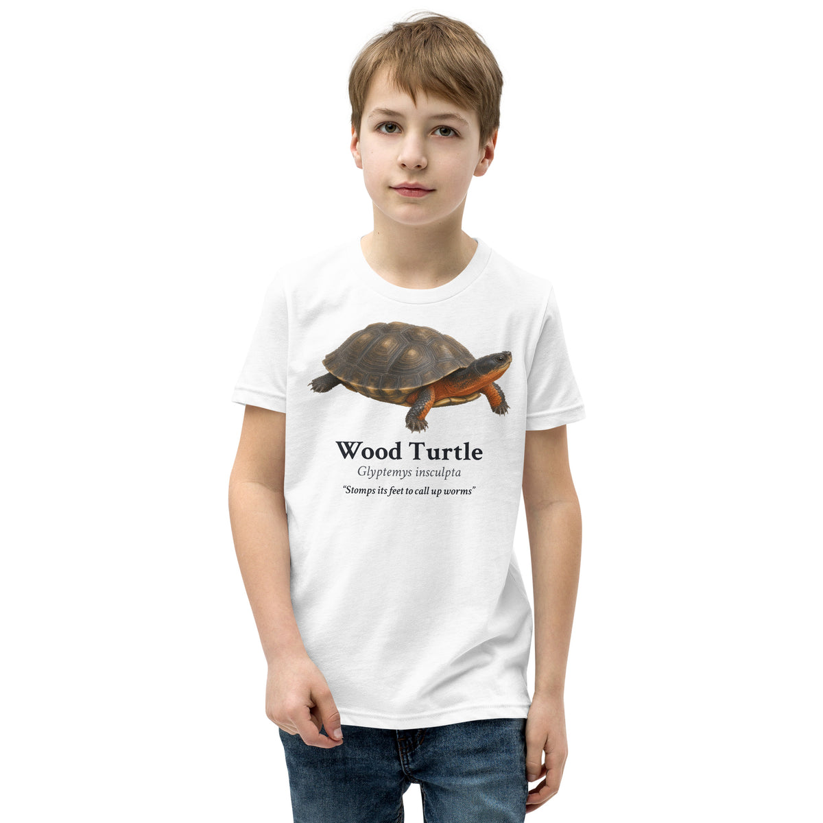 Wood Turtle Kids Tee – White – front