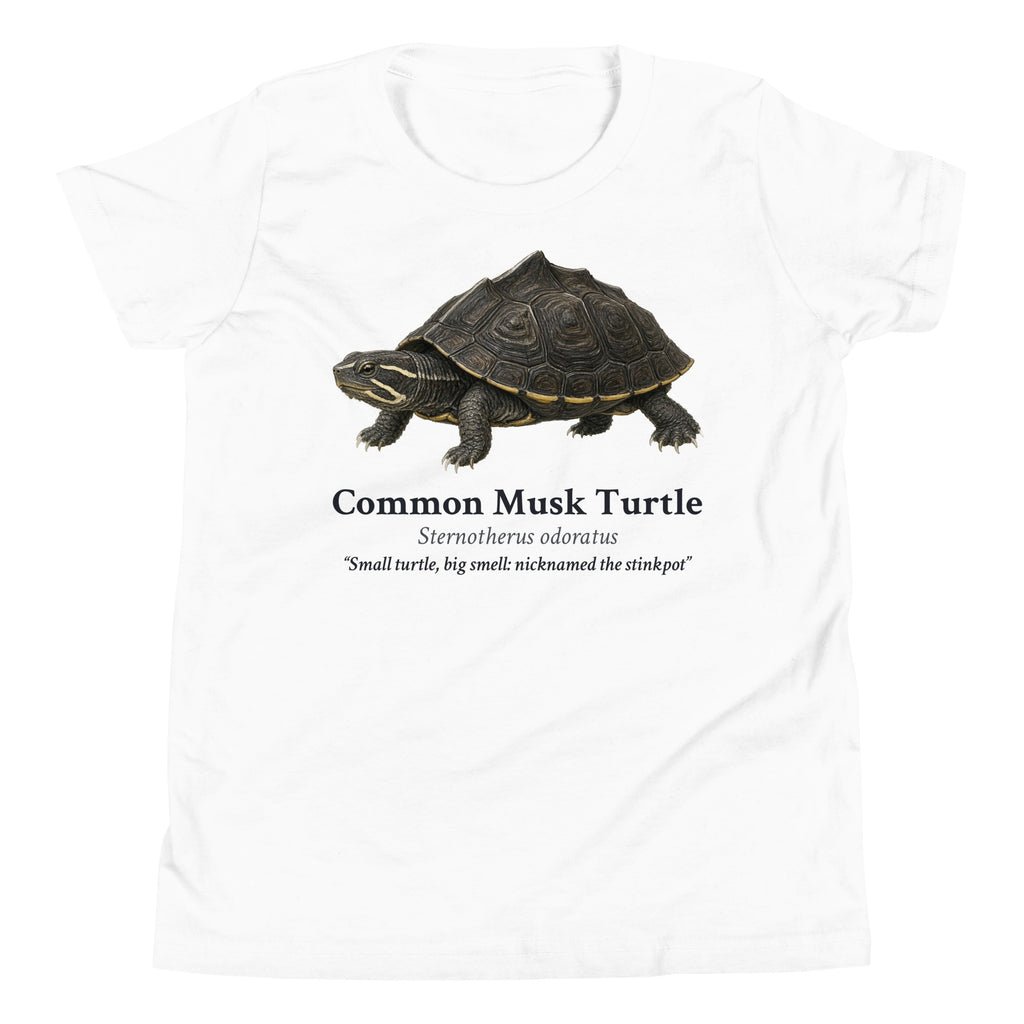 Common Musk Turtle Kids Tee – White – front