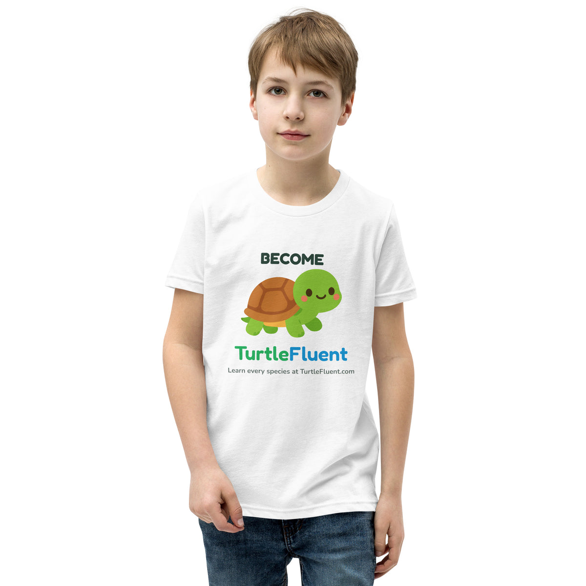 Become TurtleFluent Kids Tee – White – front