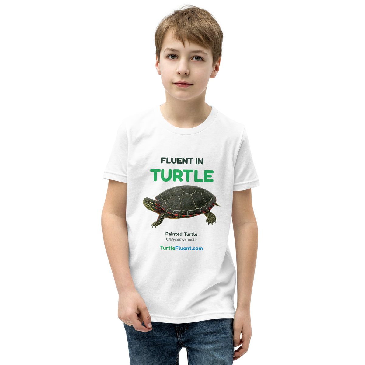 Fluent in Turtle Kids Tee – White – front