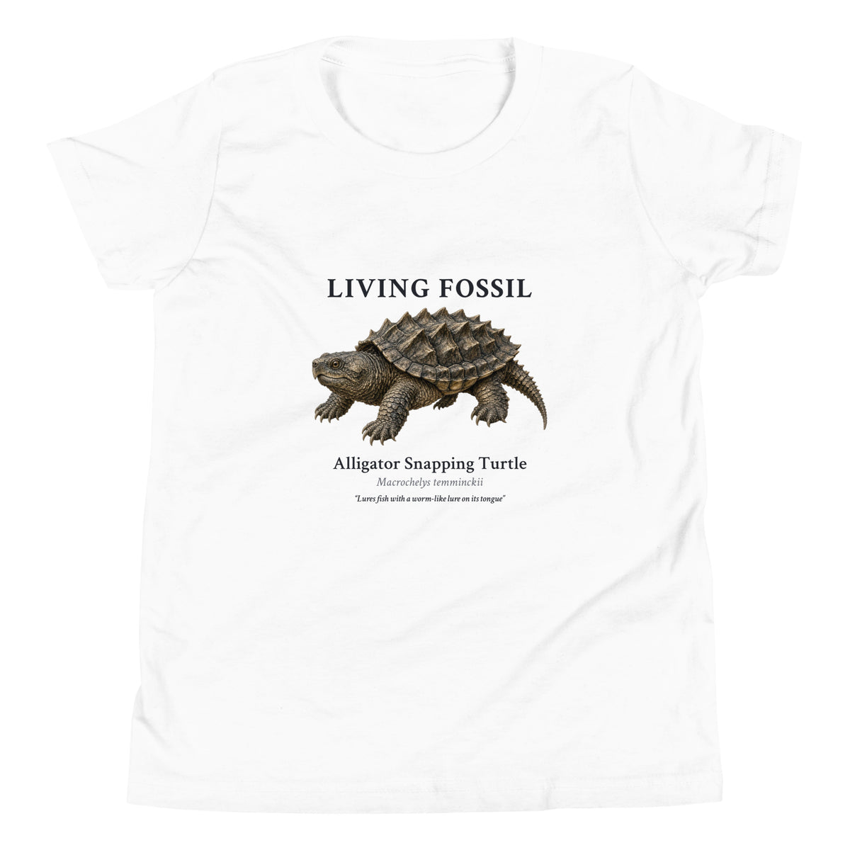 Alligator Snapping Turtle Kids Tee – White – front