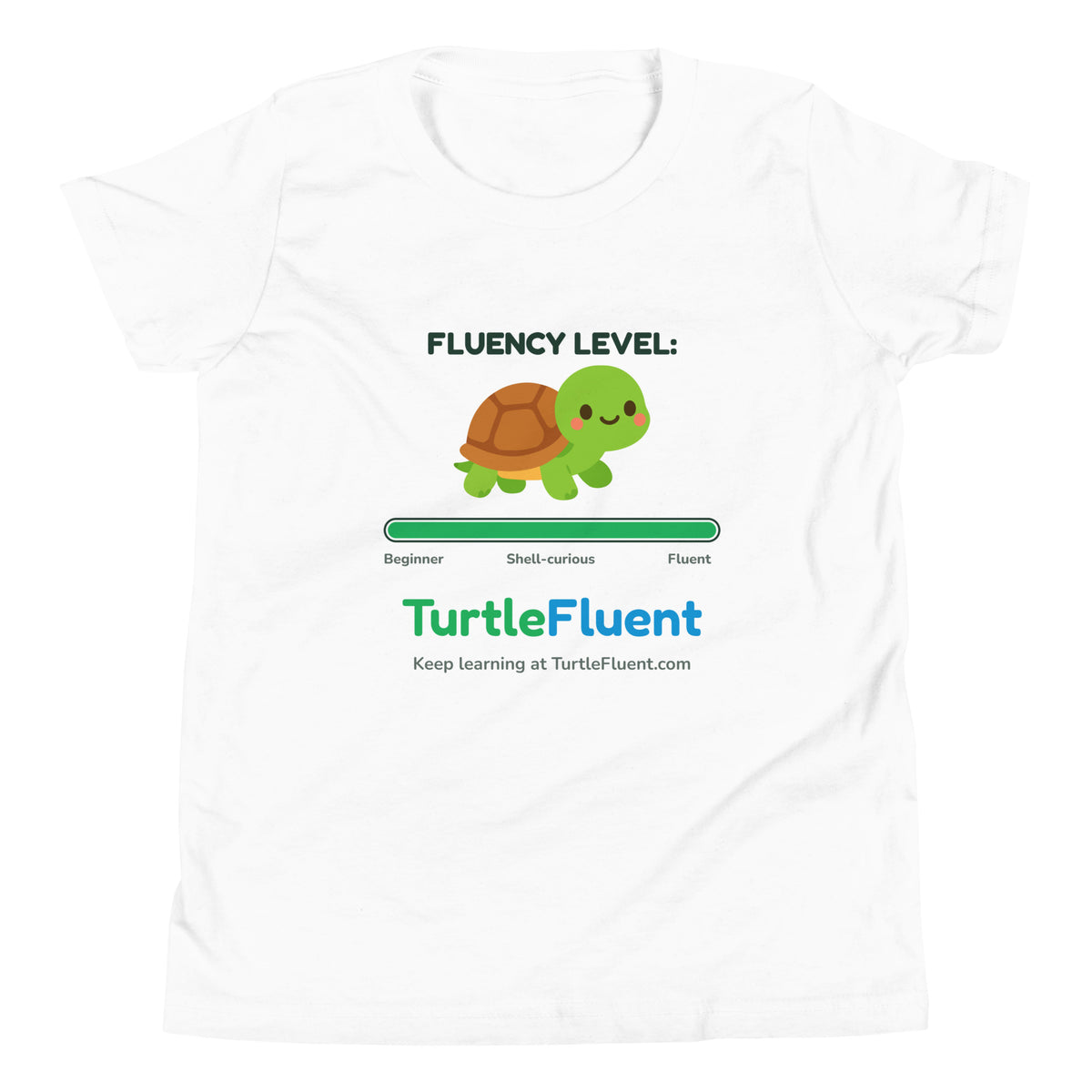 Fluency Level Kids Tee – White – front