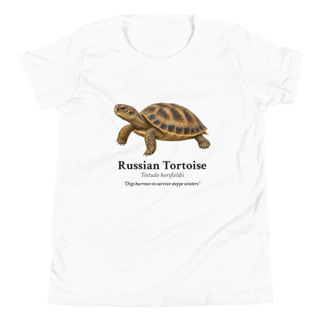 Russian Tortoise Kids Tee – White – front