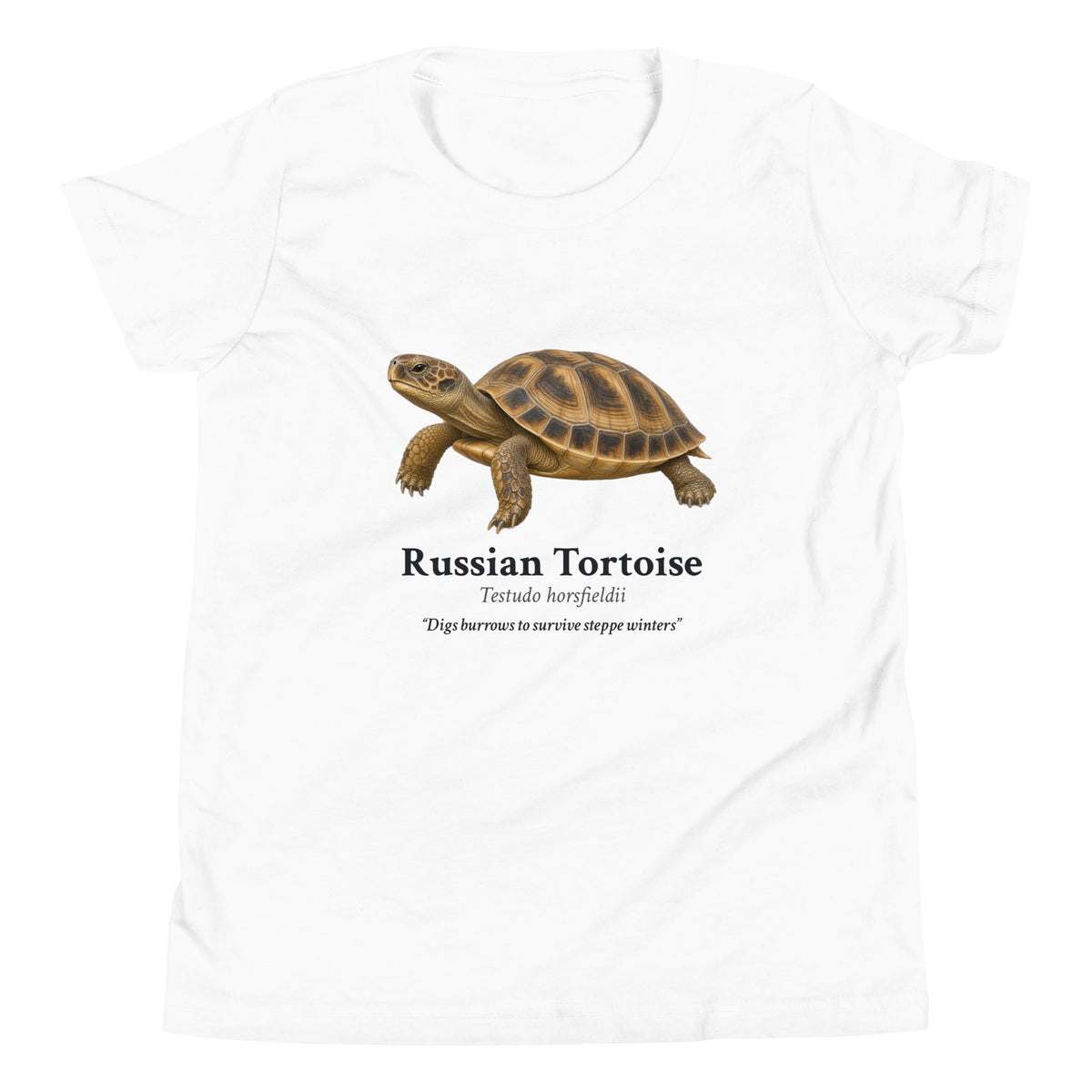 Russian Tortoise Kids Tee – White – front