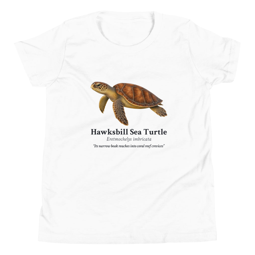 Hawksbill Sea Turtle Kids Tee – White – front