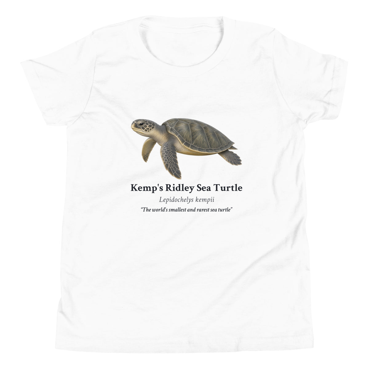 Kemp's Ridley Sea Turtle Kids Tee – White – front