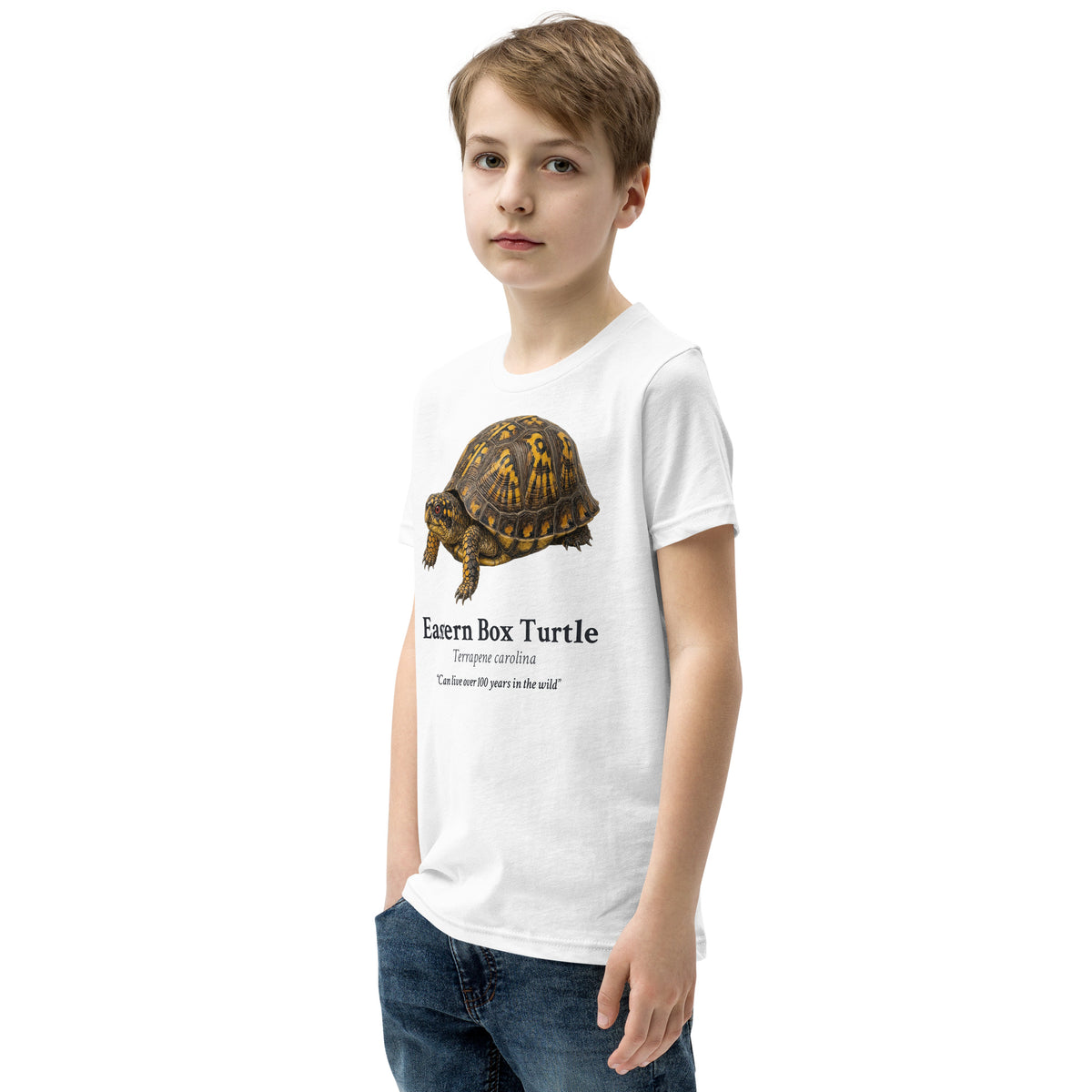 Eastern Box Turtle Kids Tee – White – left front